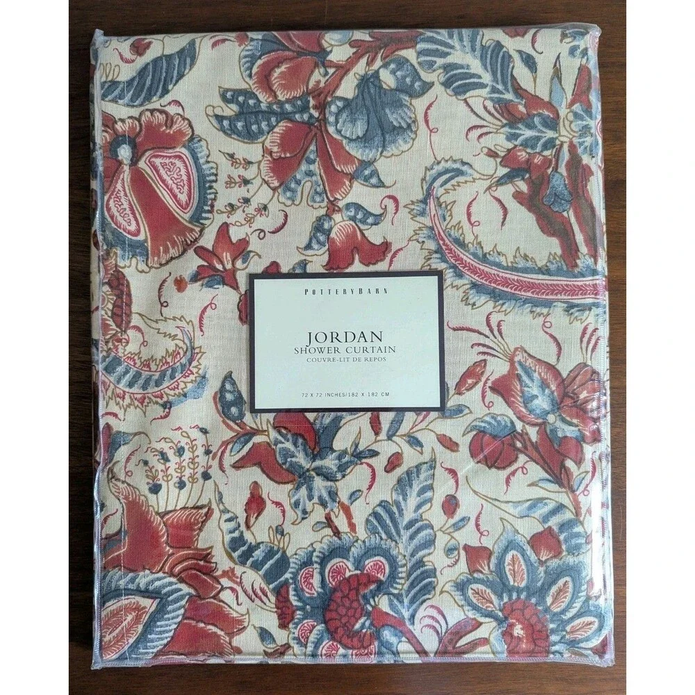 NEW Pottery Barn Jordan Palampore Floral Linen Blend Shower Curtain Rare 72x72